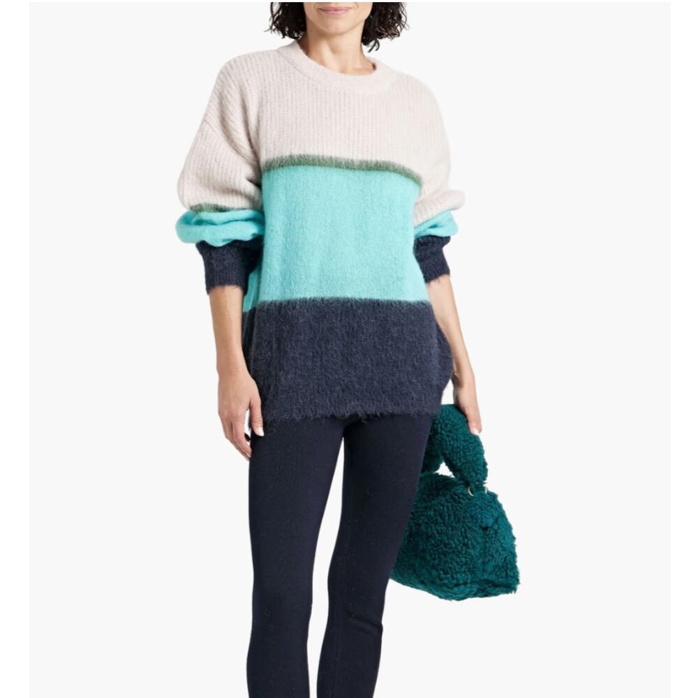 Cordova Arosa Alpaca Mohair Blend Colorblock‎ Stripe Pullover Crewneck Sweater S